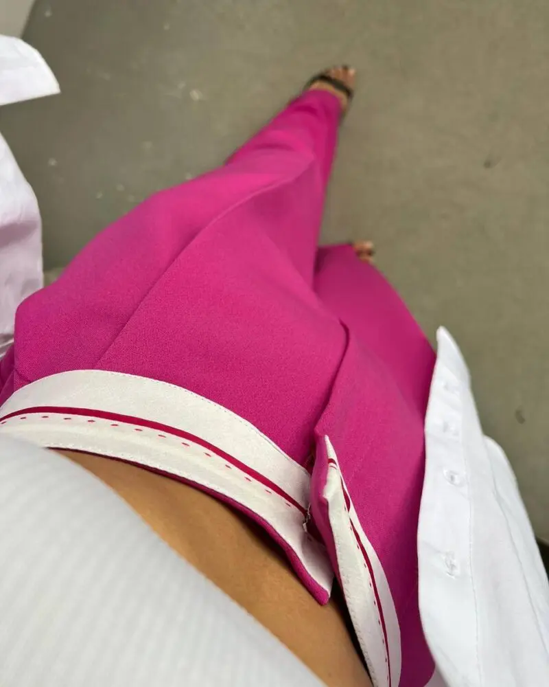 Rainbow high waisted pants - Fuchsia