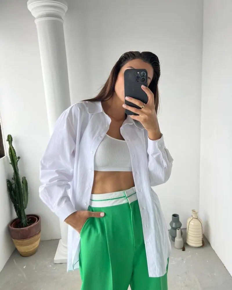 Rainbow high waisted pants - Green