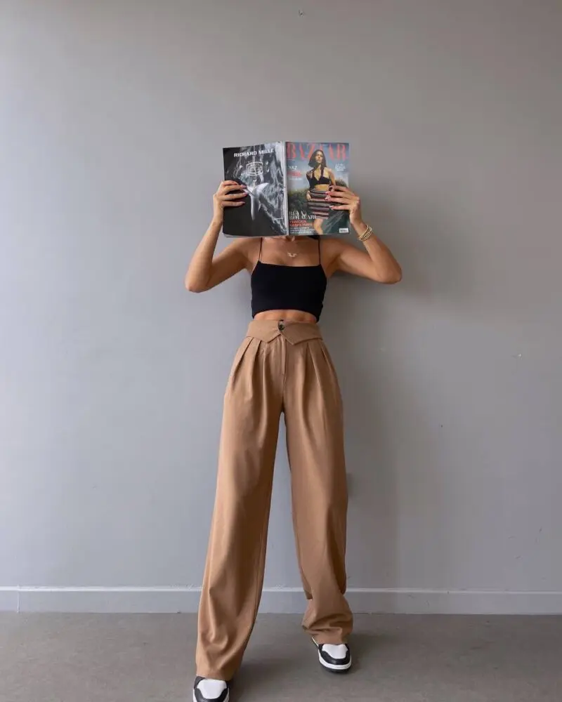 Beige  High Waist Palazzo Pants