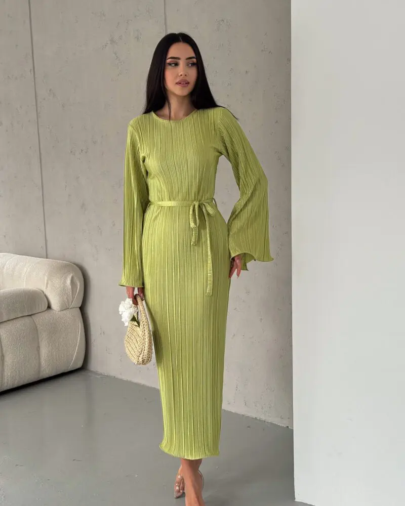 Pleated Midi Dress - Mint Green