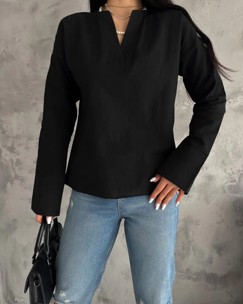 Black V Neck Blouse