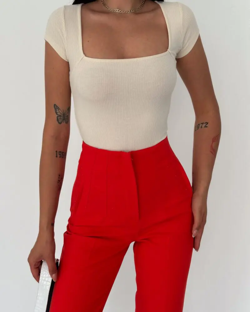 Beige Fitted Top