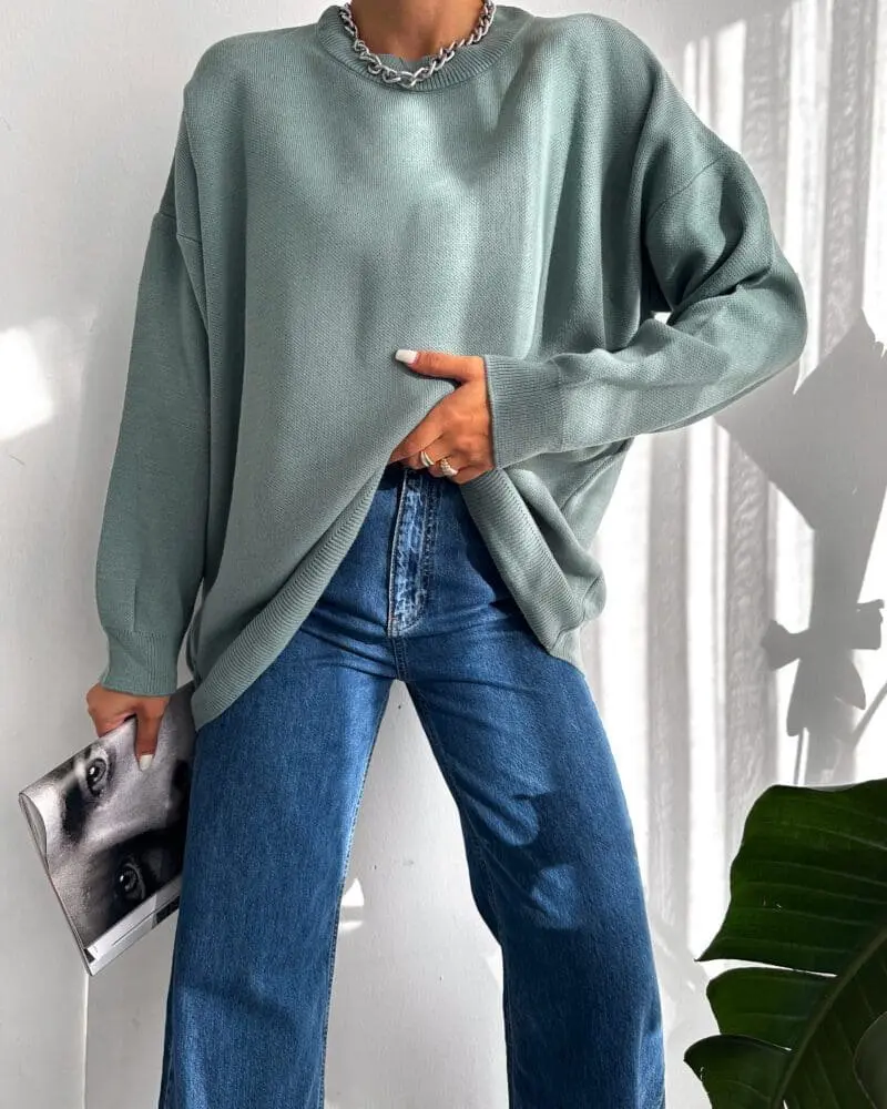 Cotton-Blend Crewneck Sweatshirt-Green