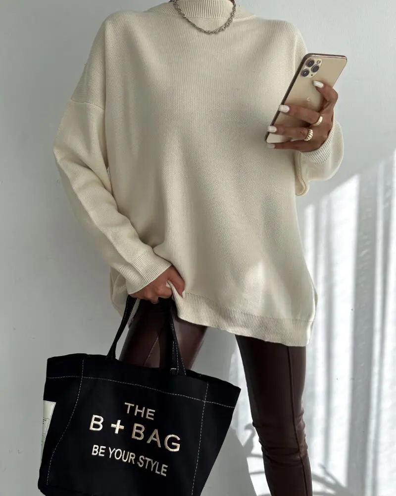 Cotton-Blend Crewneck Sweatshirt- Beige