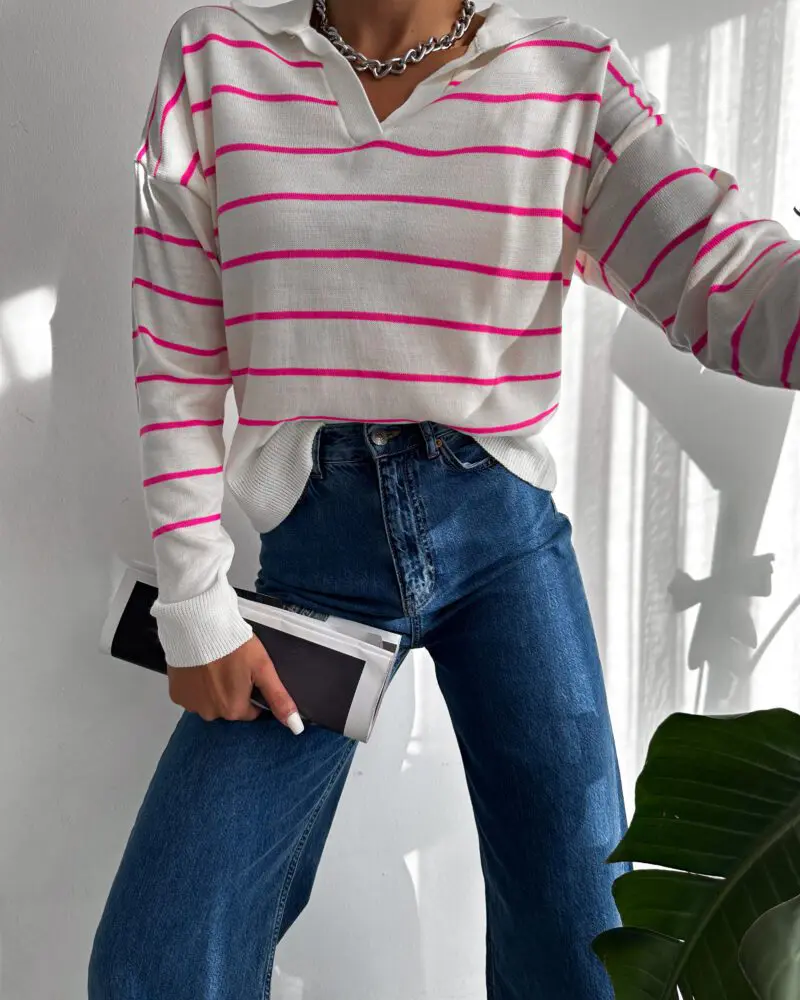 Elegant Lines Long Sleeve Top-Pink