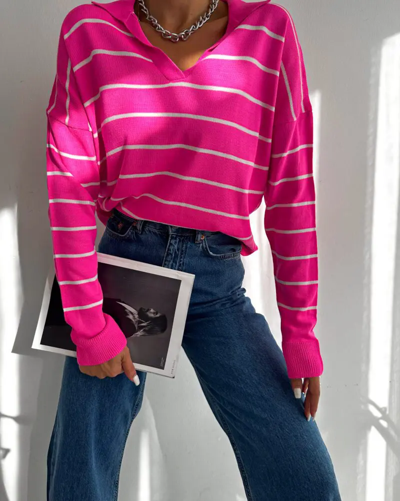Elegant Lines Long Sleeve Top-Full Fuchsia
