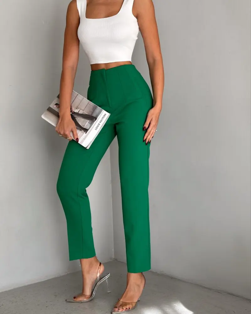 GRASS HIGH WAIST PLEATED PANTS