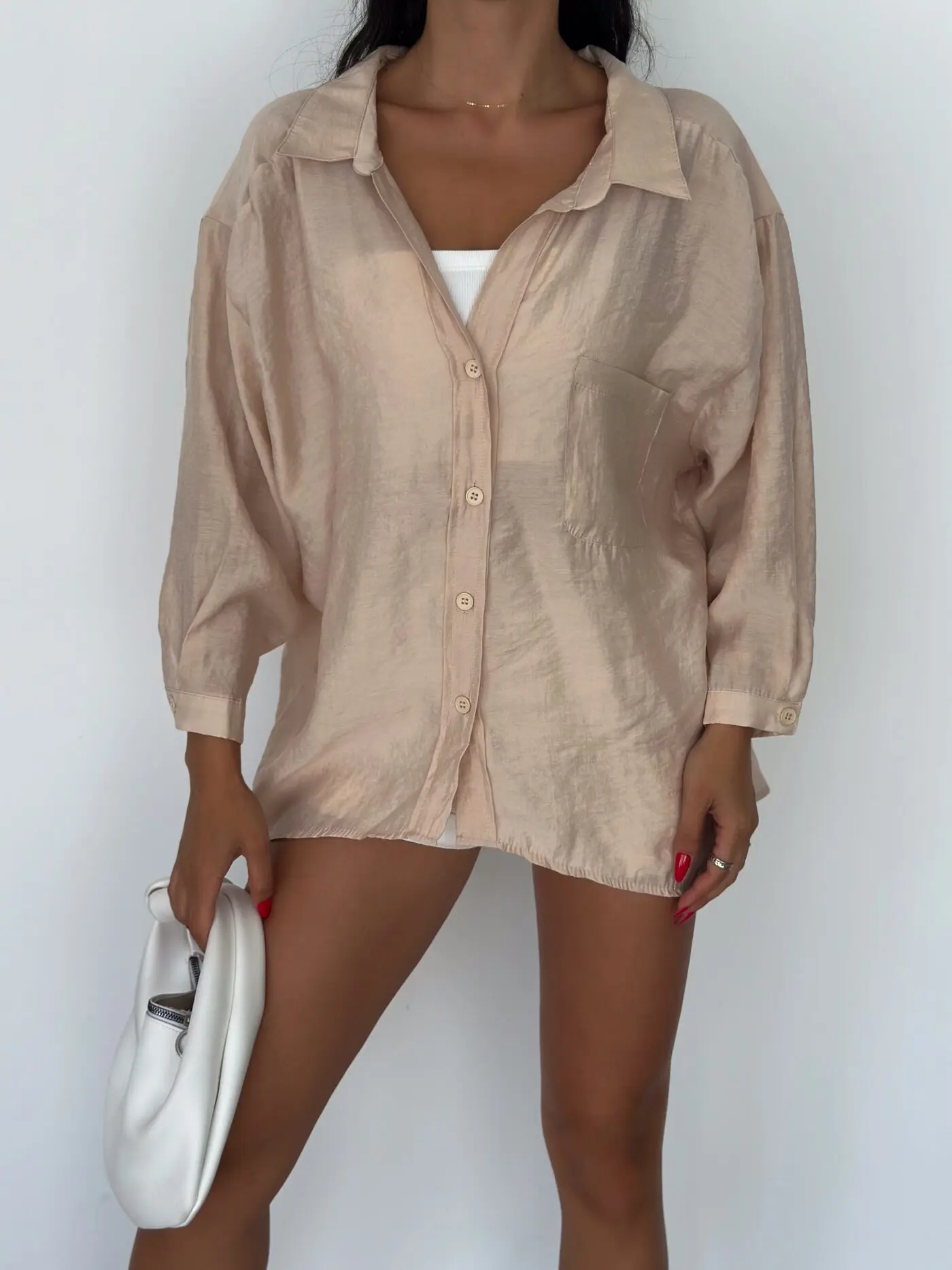 Cream Stripe Oversize Fabia Shirt