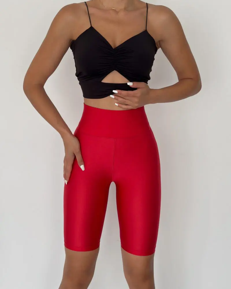 LYCRA HIGH-WAISTED SHORTS RED