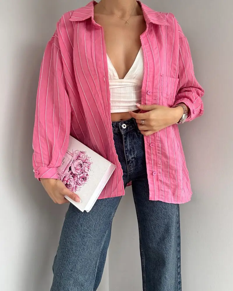 Pink Stripe Oversize Fabia Shirt