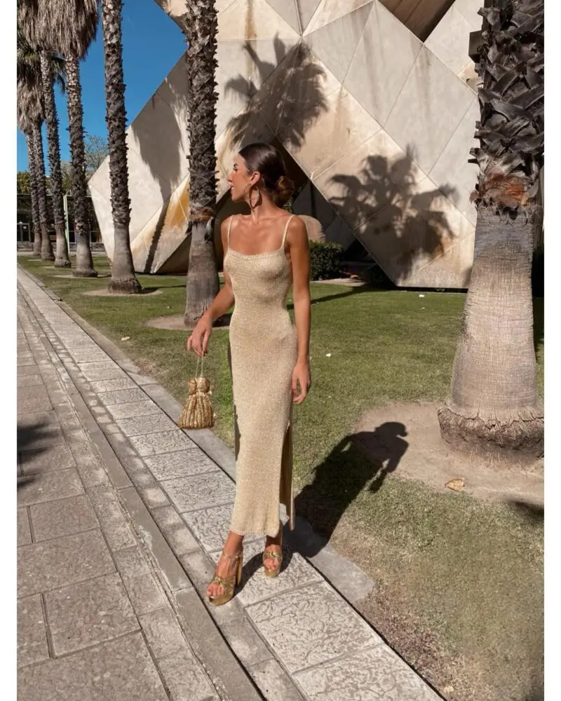 Beachside Glam Sand Dress- Gold