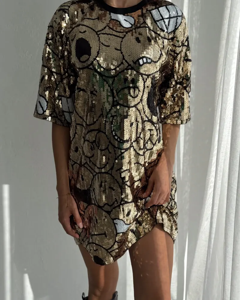 Sequin Showstopper Shirt Dress Made in Italy