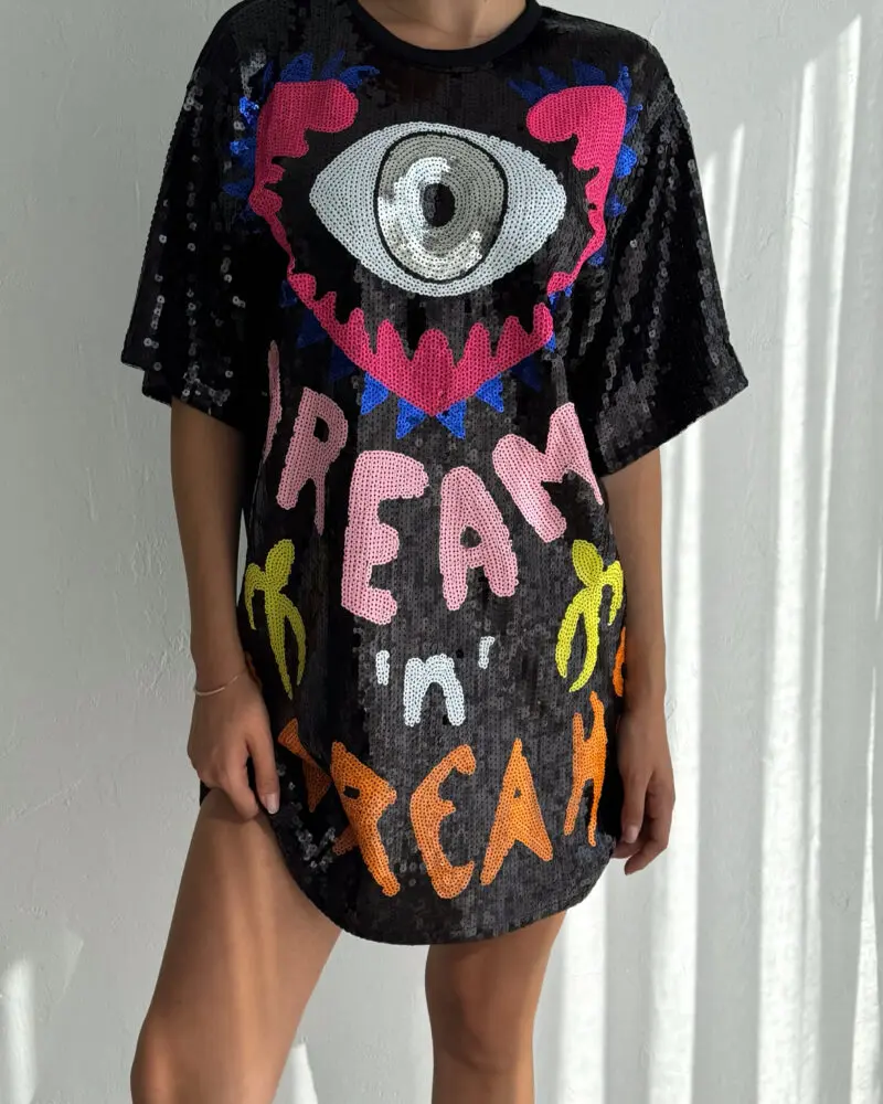 Eye Spy Sequin Shirt Dress from Italy