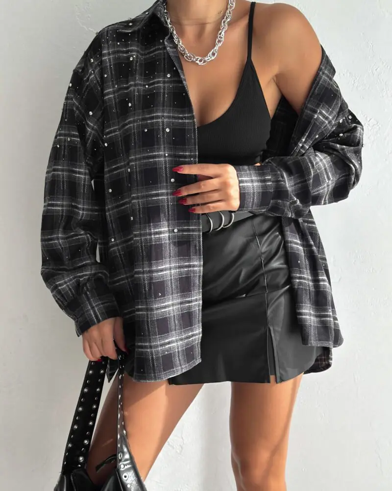 Stardust Plaid Shirt- Black