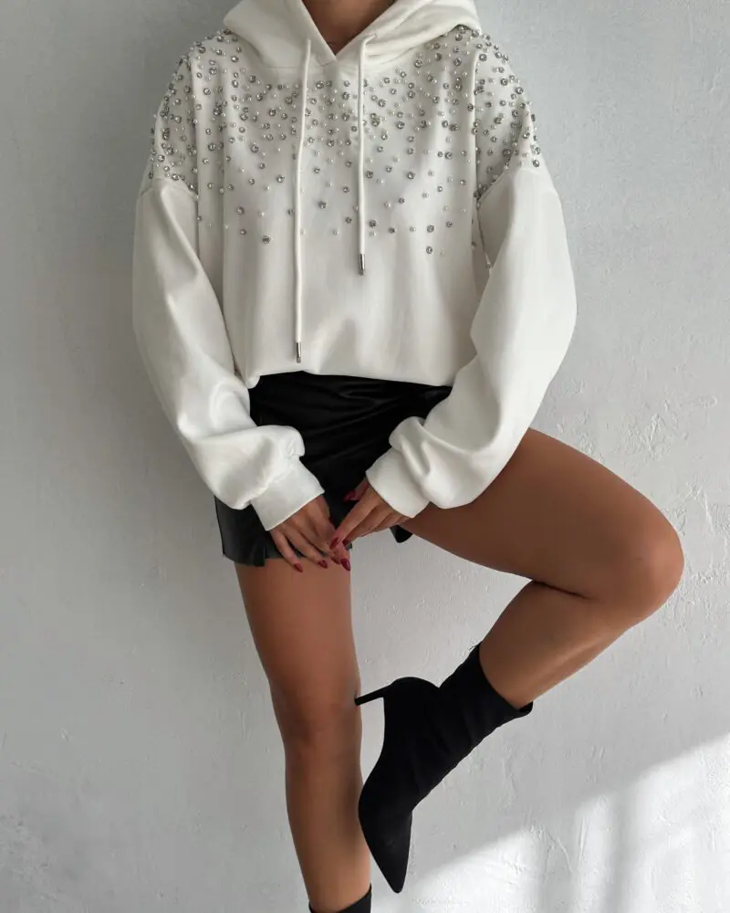 Luxe Gem Hoodie - White