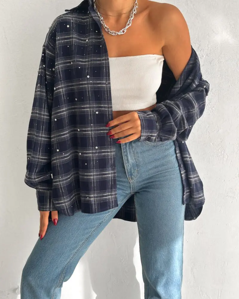 Stardust Plaid Shirt- Navy