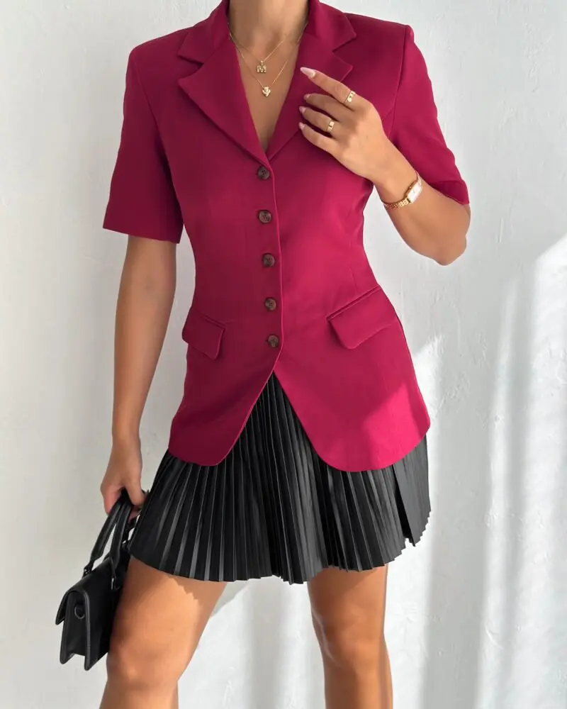Power Play Edge Blazer - Burgundy