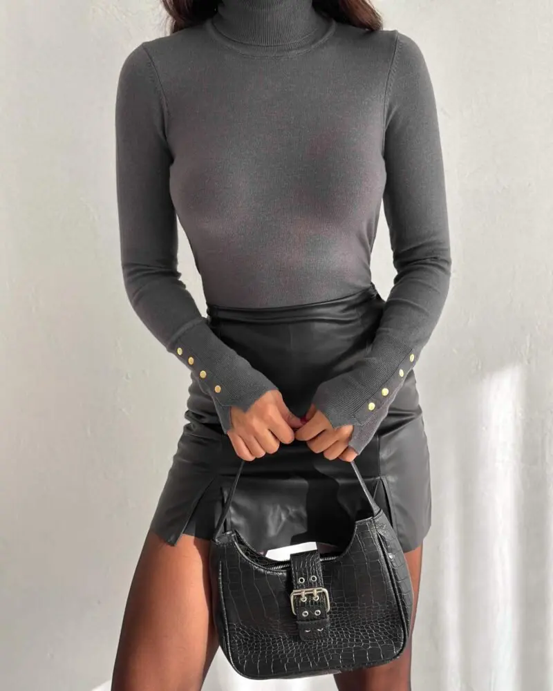 Ivory Chic High-Neck Gray