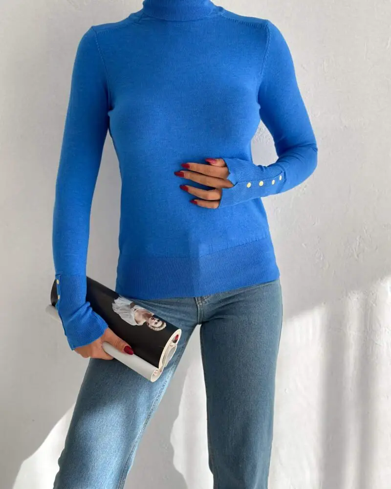 Ivory Chic High-Neck Blue