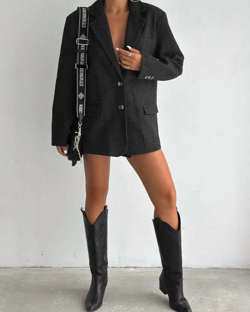 Buttoned Tweed oversized blazer