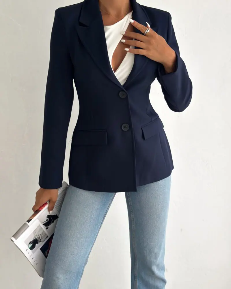 Fitted Allure Blazer - Navy Blue