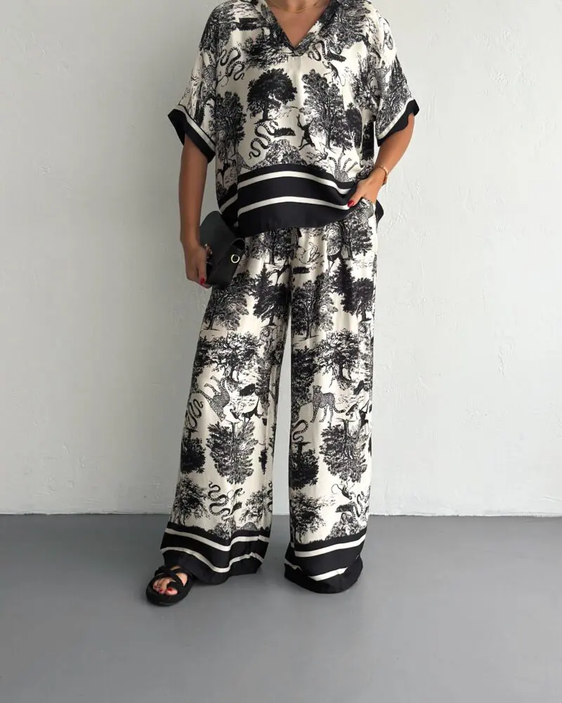 Printed Silk Set - Black