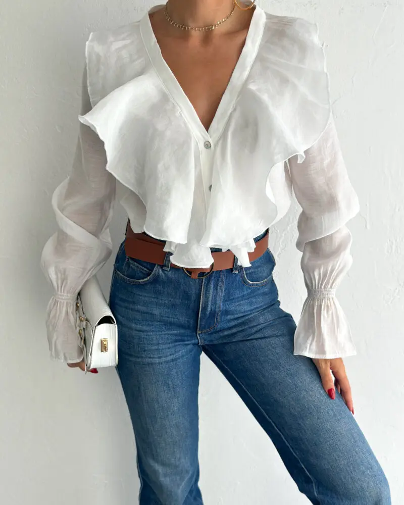 The Ruffle Muse Shirt - White