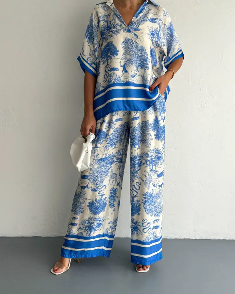 Printed Silk Set - Blue