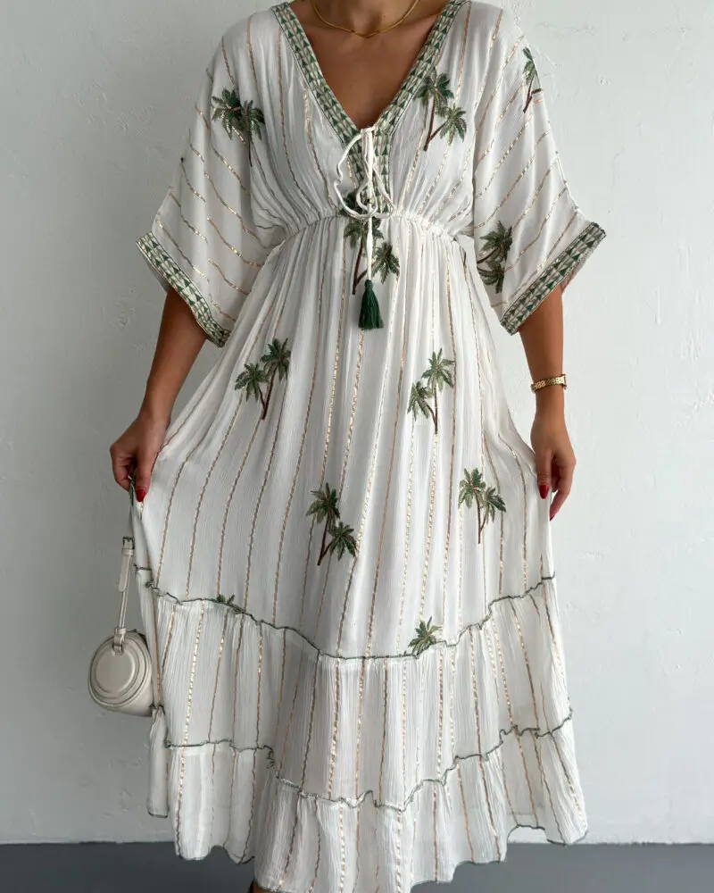 Palm White Kaftan