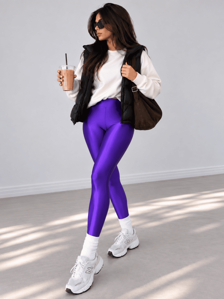 LYCRA HIGH-WAISTED LEGGINGS PURPLE