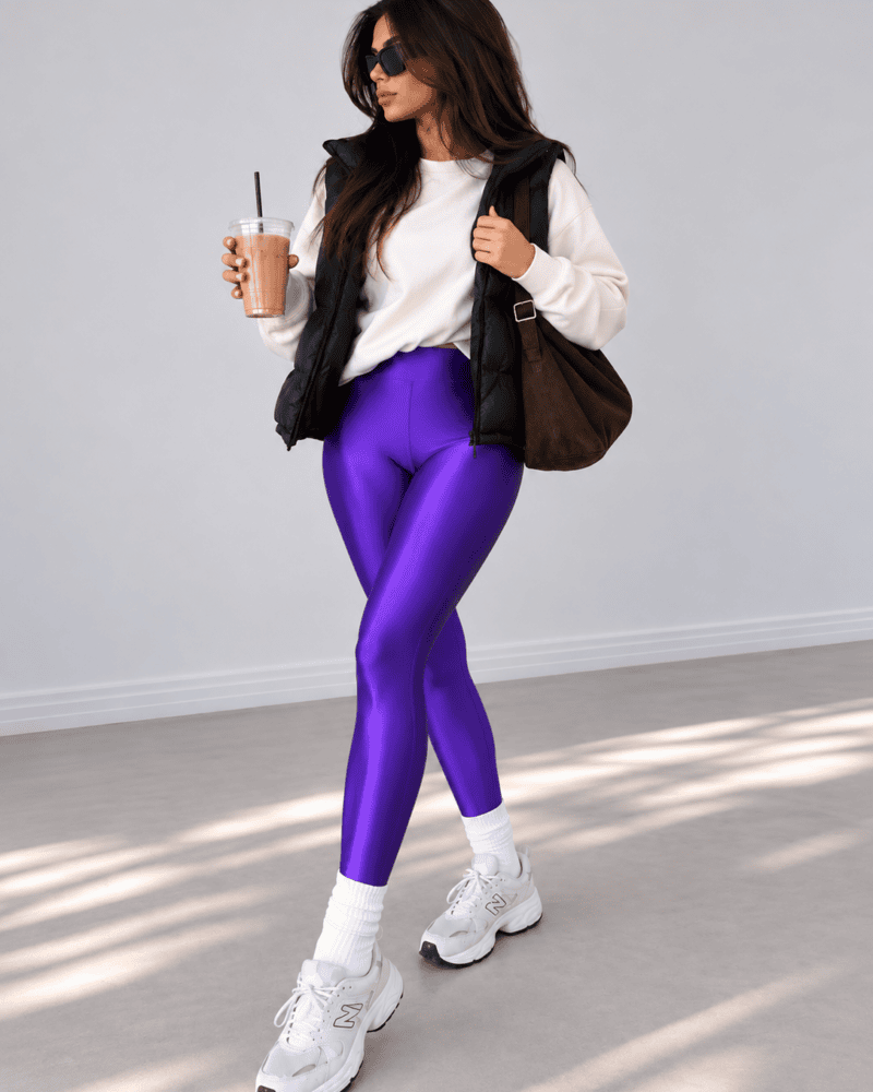 LYCRA HIGH-WAISTED LEGGINGS PURPLE