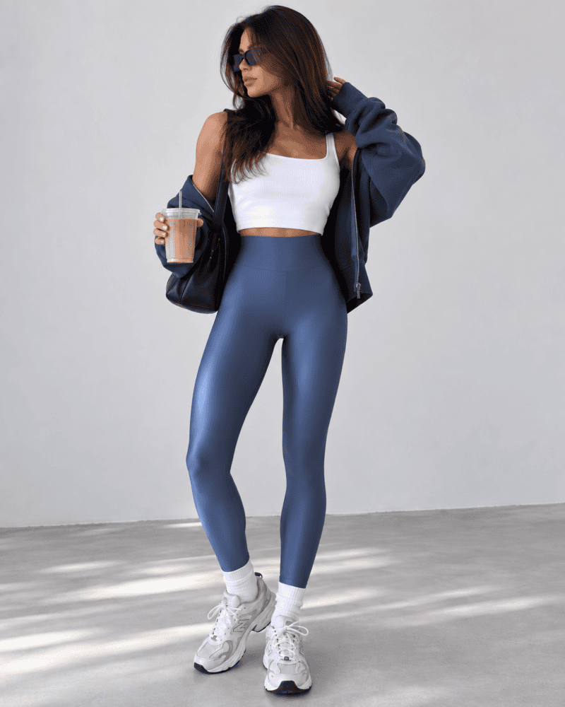 LYCRA HIGH-WAISTED LEGGINGS DENIM BLUE