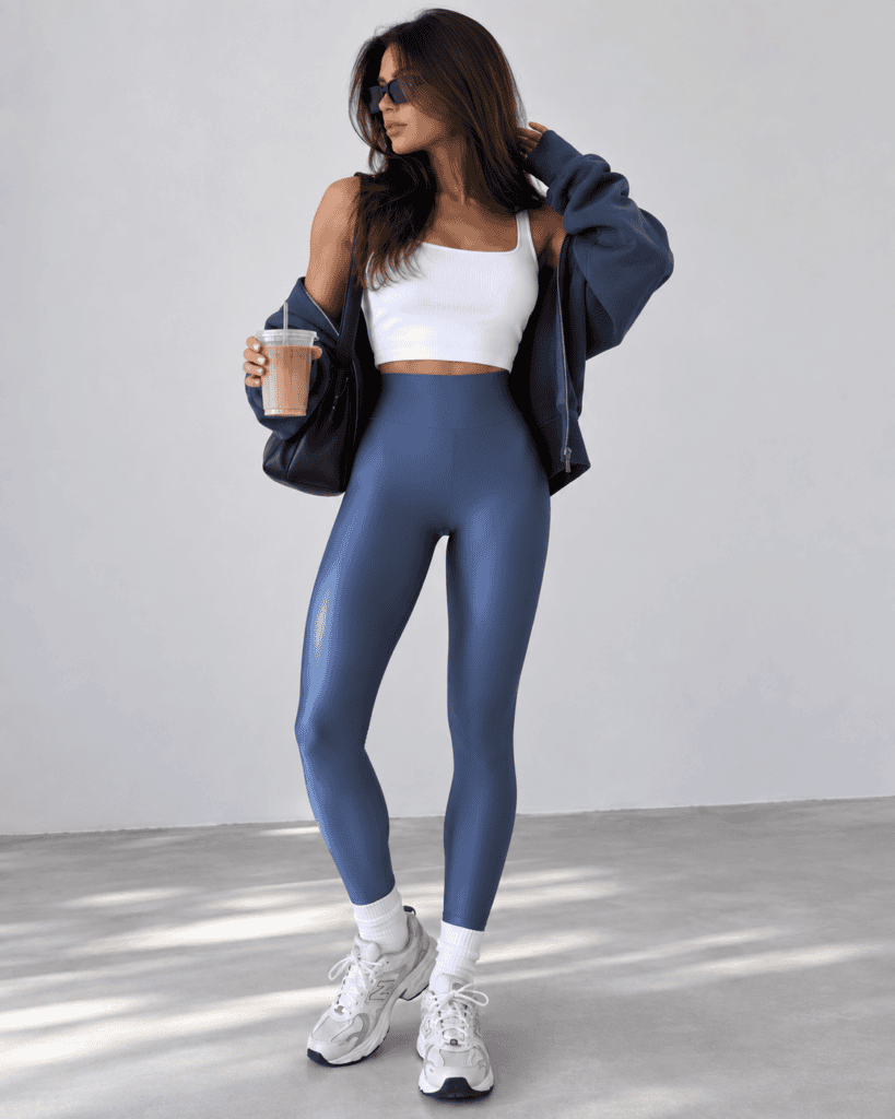LYCRA HIGH-WAISTED LEGGINGS DENIM BLUE