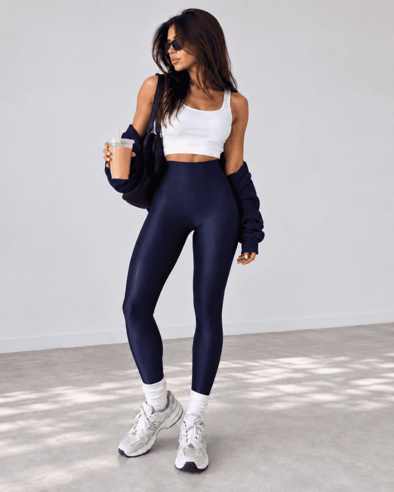 LYCRA HIGH-WAISTED LEGGINGS NAVY BLUE