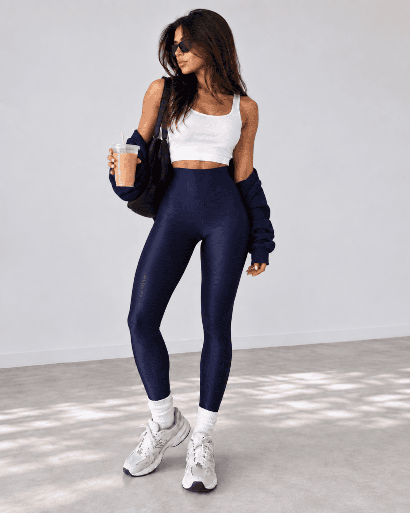 LYCRA HIGH-WAISTED LEGGINGS NAVY BLUE