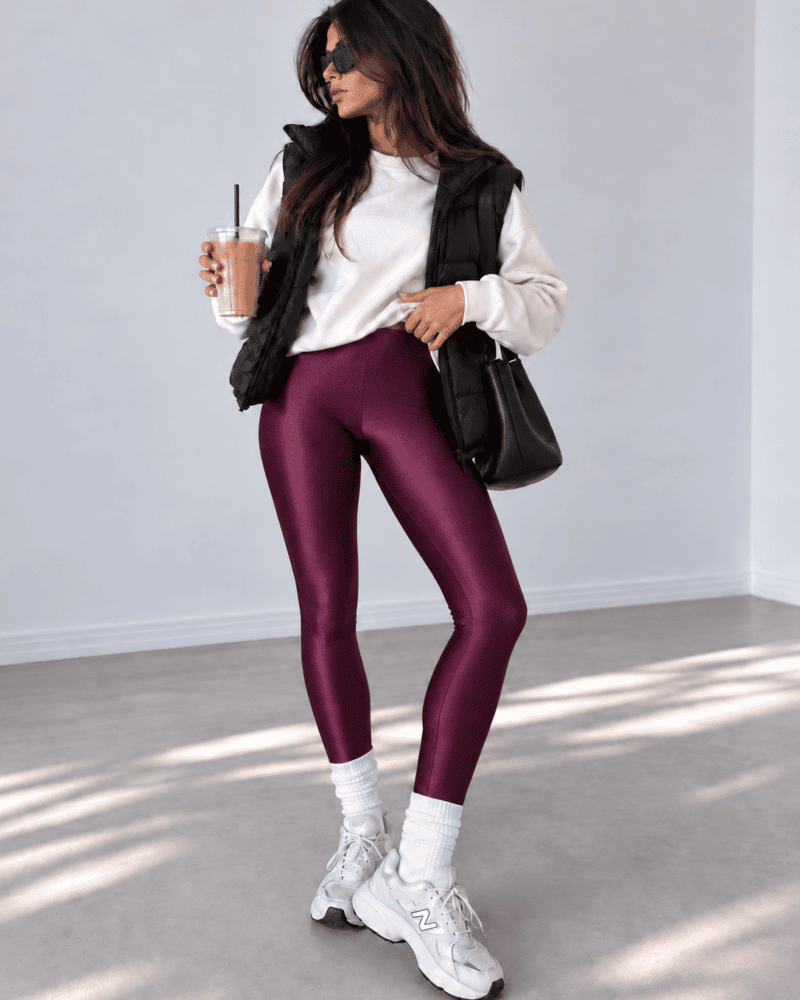 LYCRA HIGH-WAISTED LEGGINGS MAROON