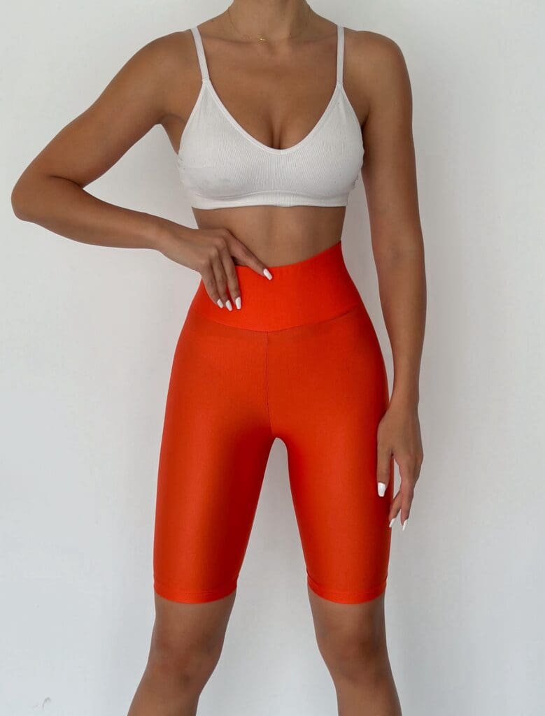 Pre-Order Orange Casual Shirred High Wasited Shorts main image 0
