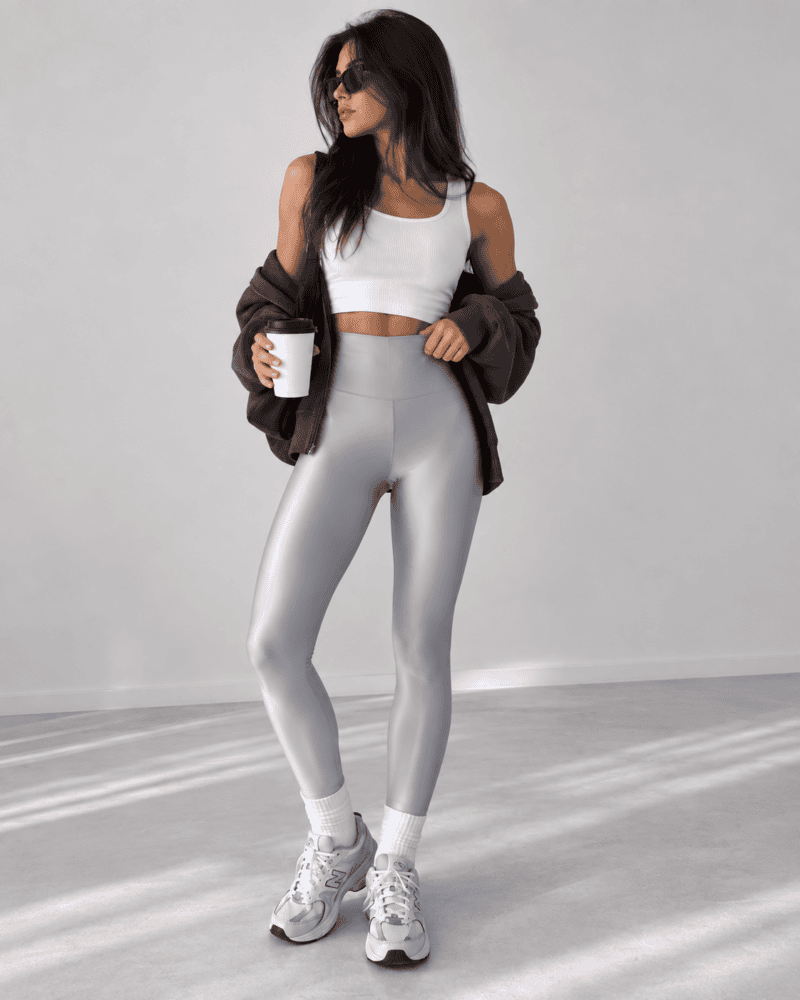 LYCRA HIGH-WAISTED LEGGINGS CHROME