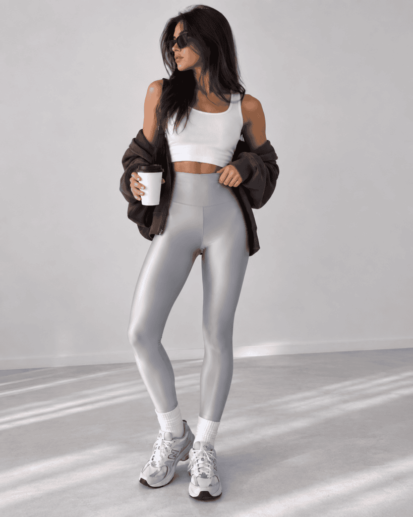 LYCRA HIGH-WAISTED LEGGINGS CHROME