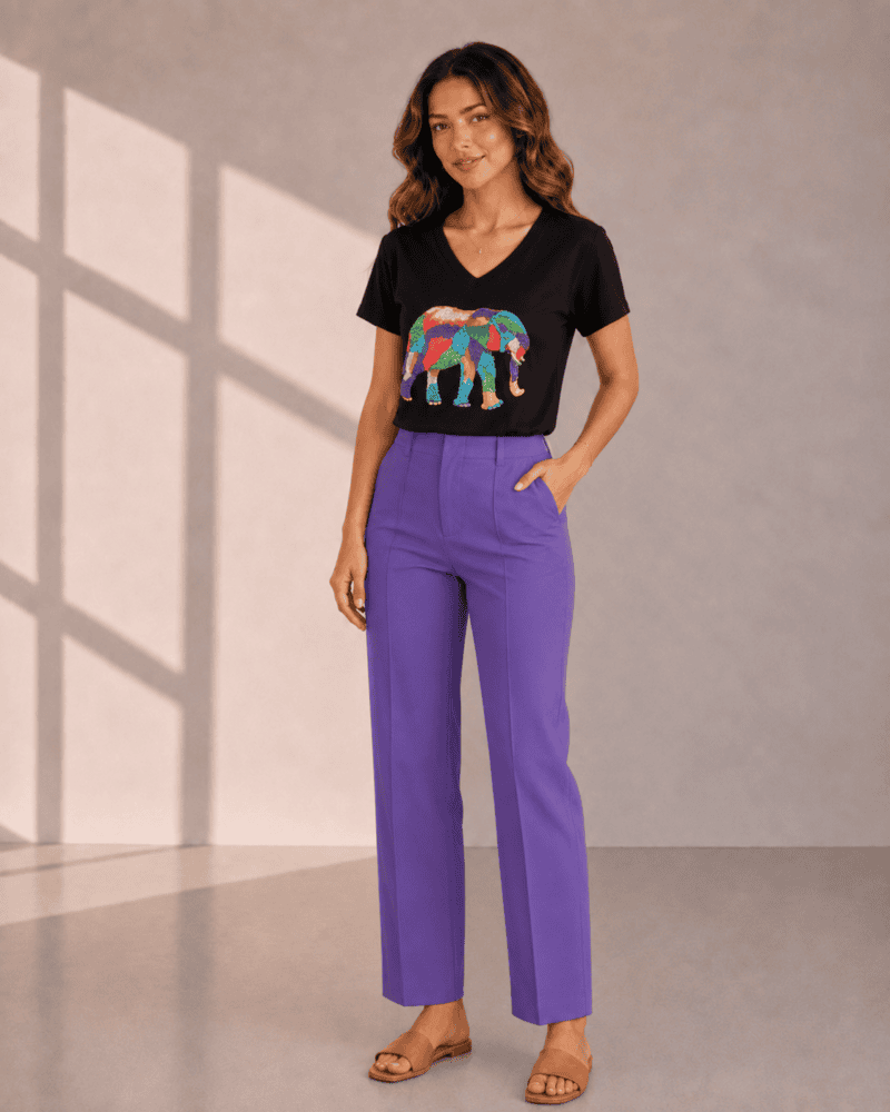 Elephant print t-shirt Black