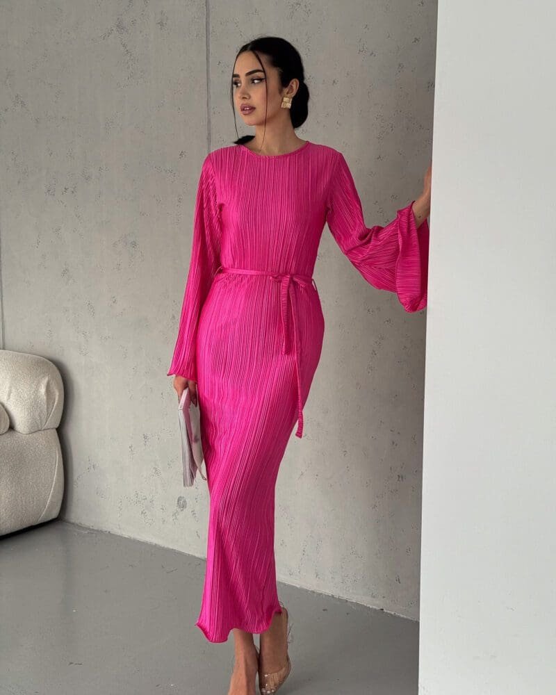 Pleated Midi Dress - Pink