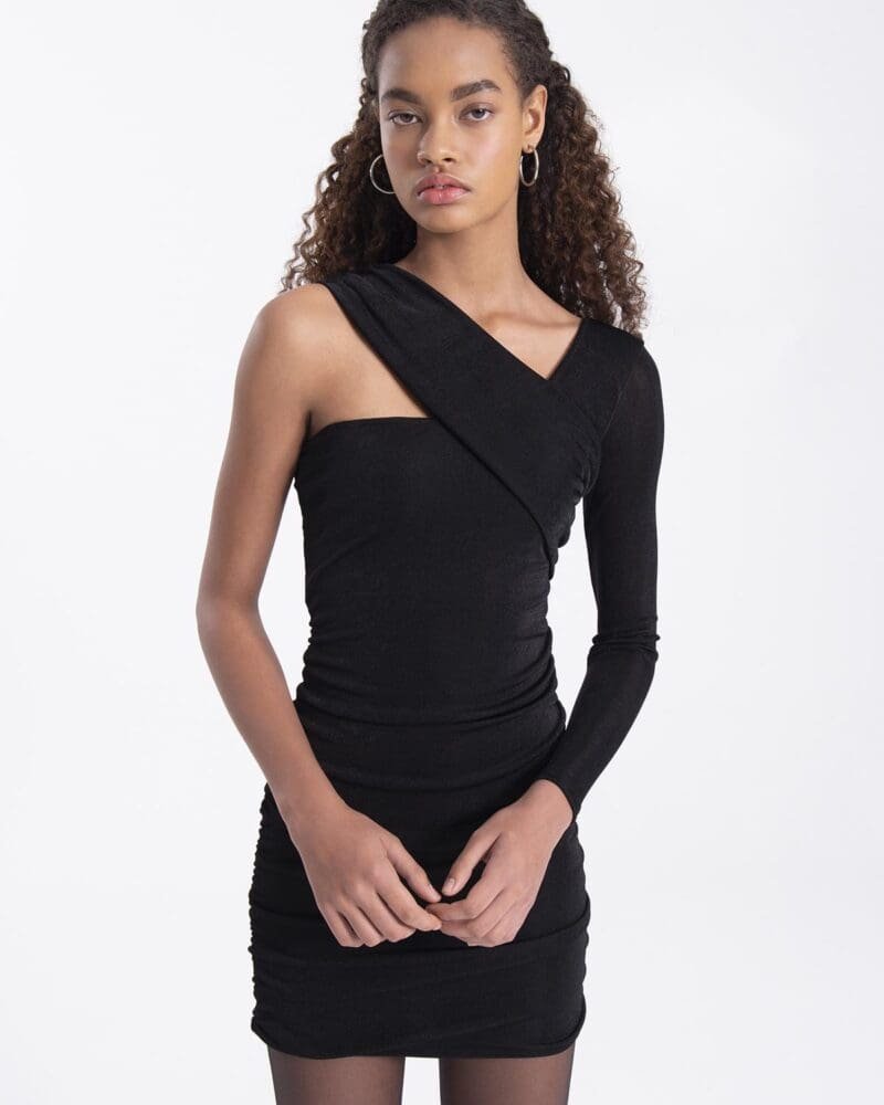 Black Draped Mini Dress