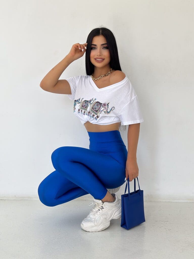 LYCRA HIGH-WAISTED LEGGINGS ROYAL