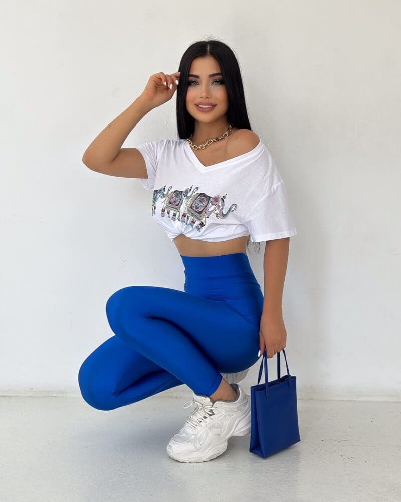 LYCRA HIGH-WAISTED LEGGINGS ROYAL