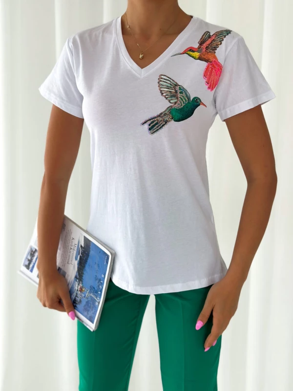 Birds printed t-shirt white