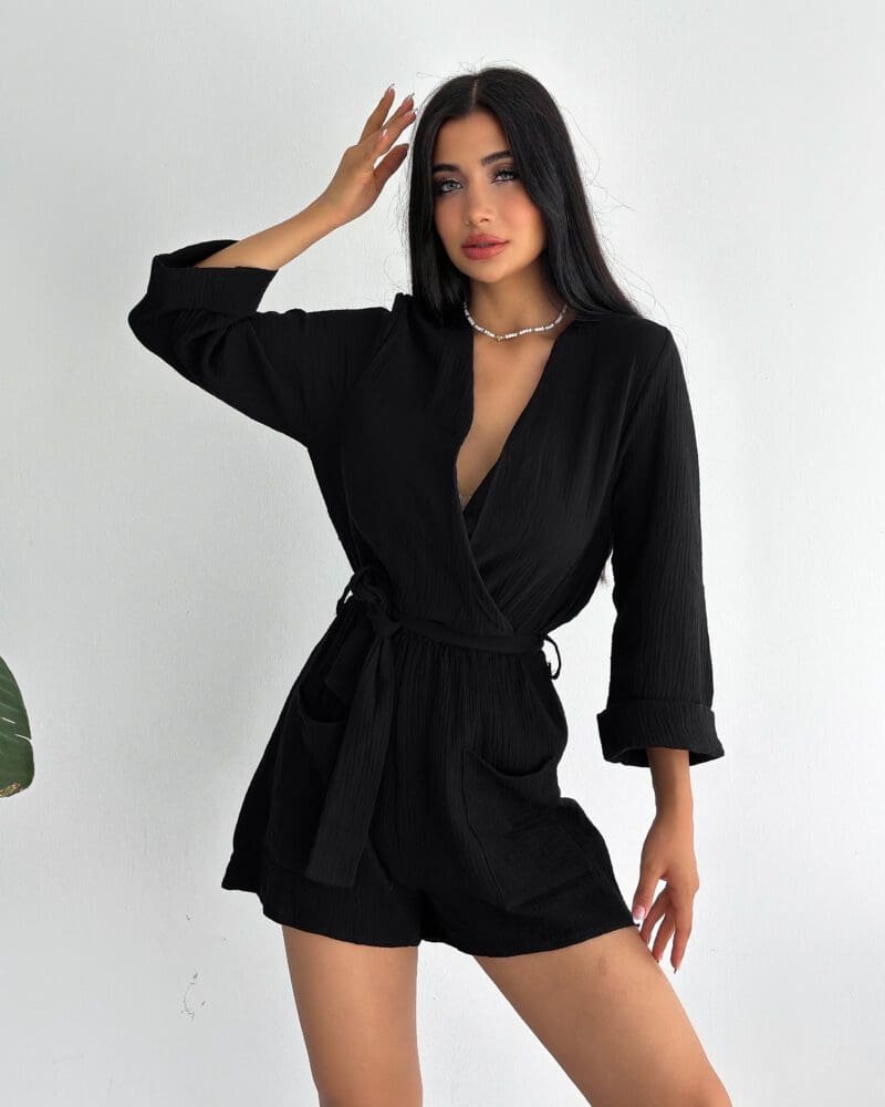 Cotton Clouds Black Jumpsuit