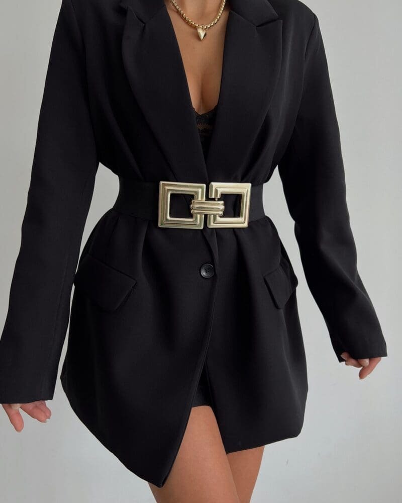 Labyrinth Double Buckled Elastic Belt Black