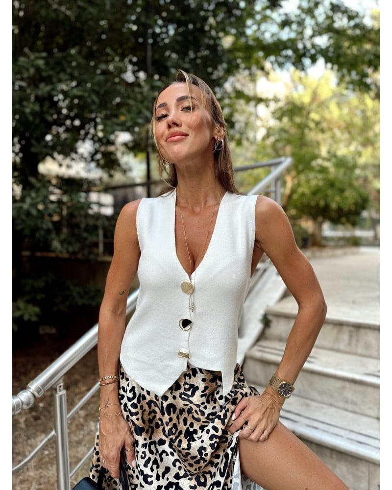 Ivory Luxe Buttoned Vest