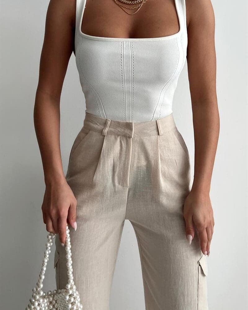 Corsage Crop Top white