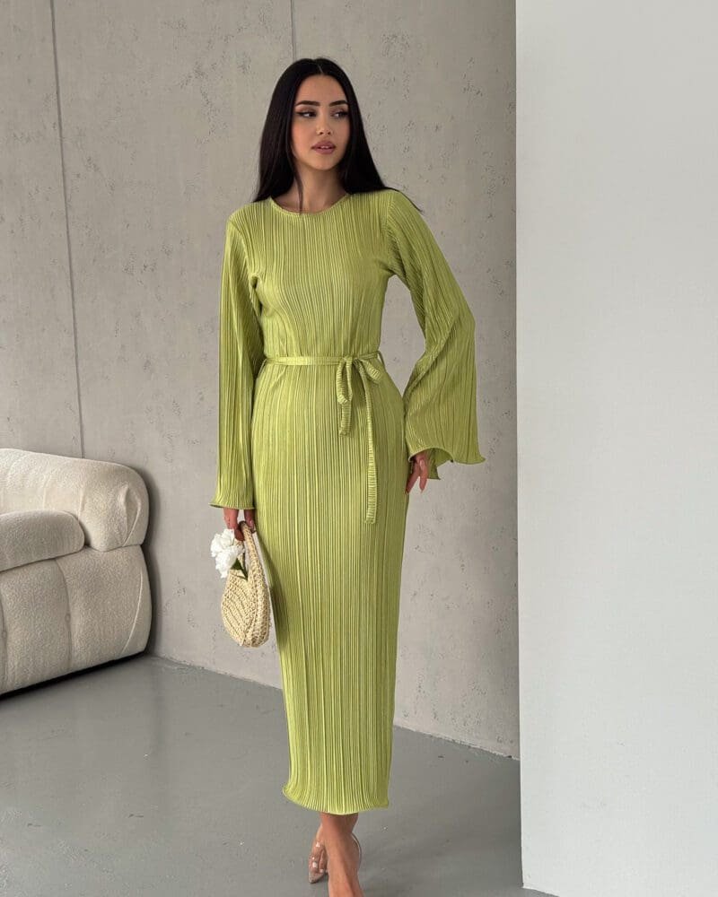 Pleated Midi Dress - Mint Green